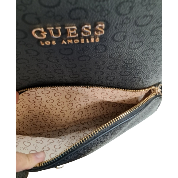 Guess Charcoal/Brown Monogram Backpack Adjustable Shoukder Straps - Picture 9 of 11